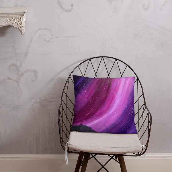 Decorative throw pillow of the aurora night sky