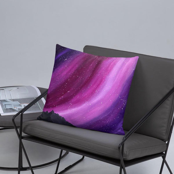 Decorative throw pillow of the aurora night sky