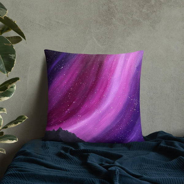Decorative throw pillow of the aurora night sky