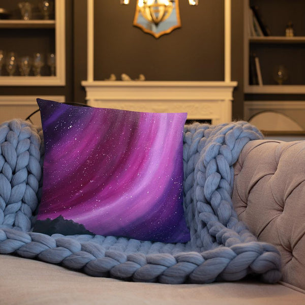 Decorative throw pillow of the aurora night sky
