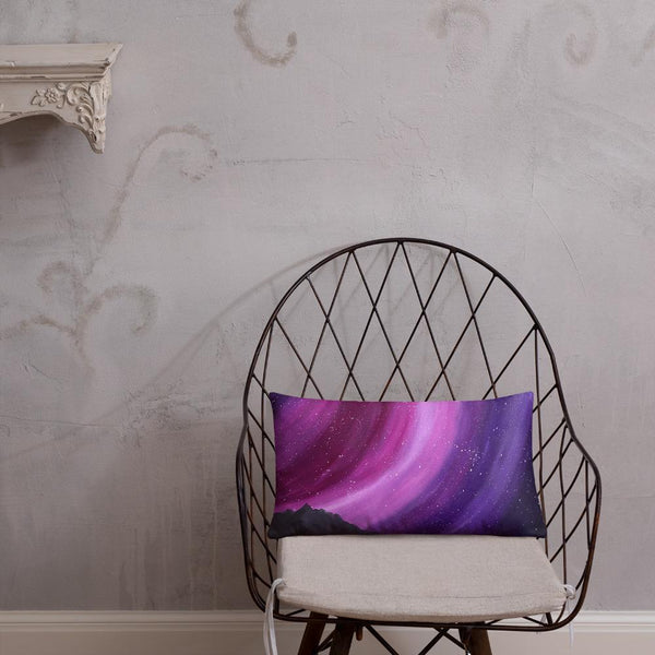 Decorative throw pillow of the aurora night sky