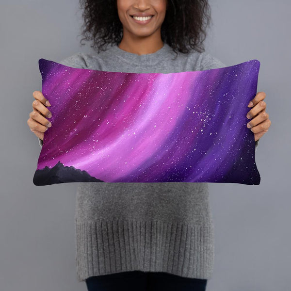 Decorative throw pillow of the aurora night sky