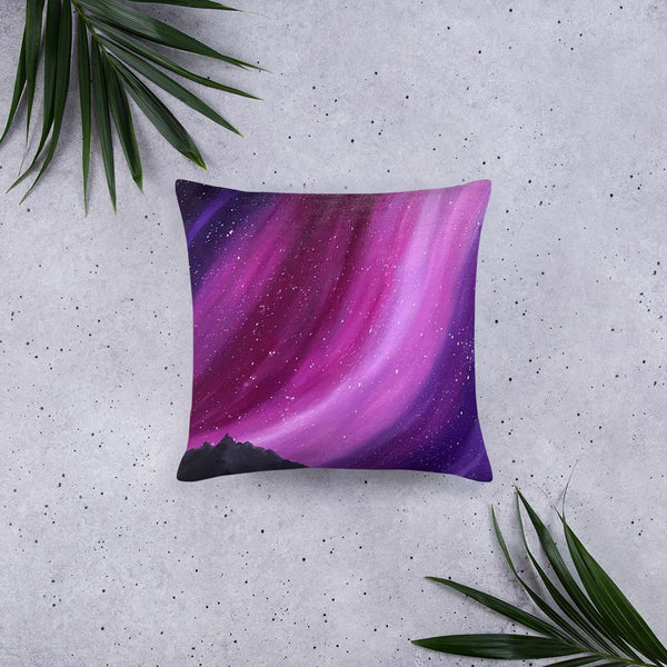 Decorative throw pillow of the aurora night sky