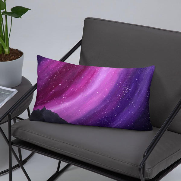 Decorative throw pillow of the aurora night sky