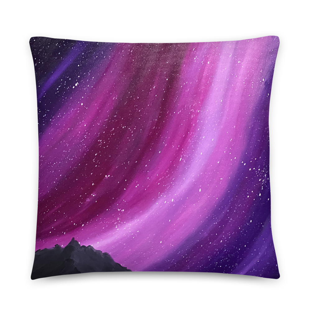 Decorative throw pillow of the aurora night sky