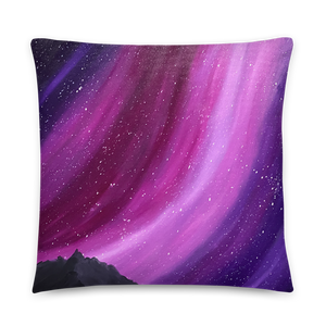Decorative throw pillow of the aurora night sky