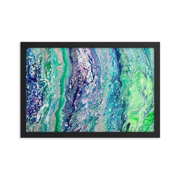 Fluid Art Green Purple Framed Art Print Poster