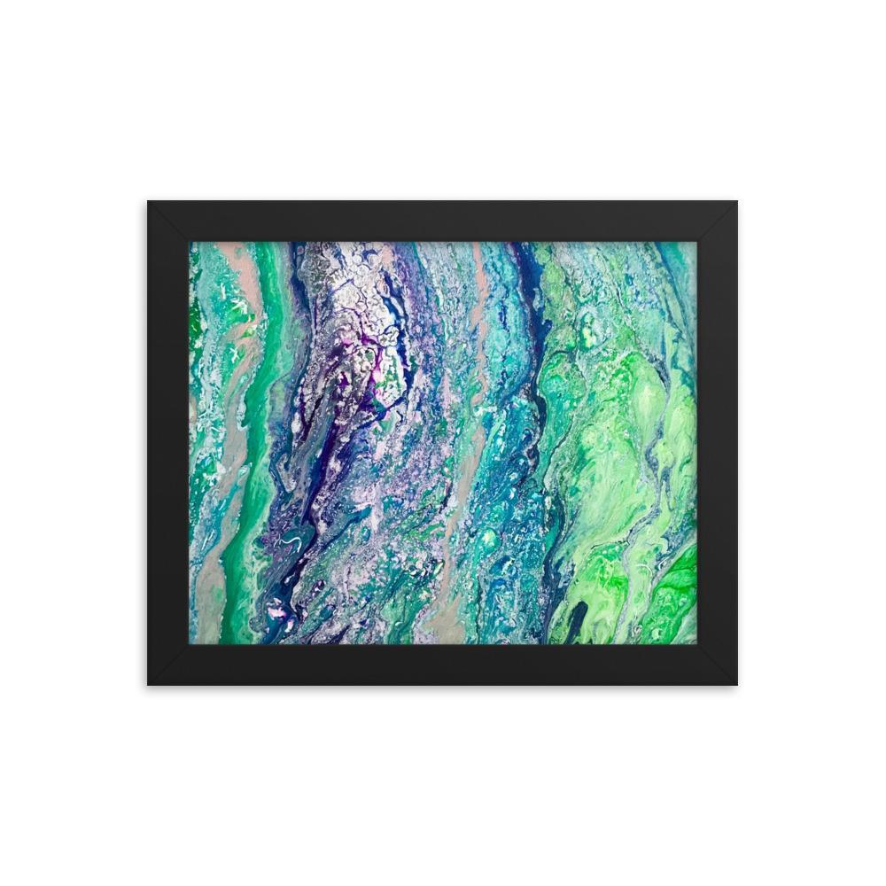 Fluid Art Green Purple Framed Art Print Poster
