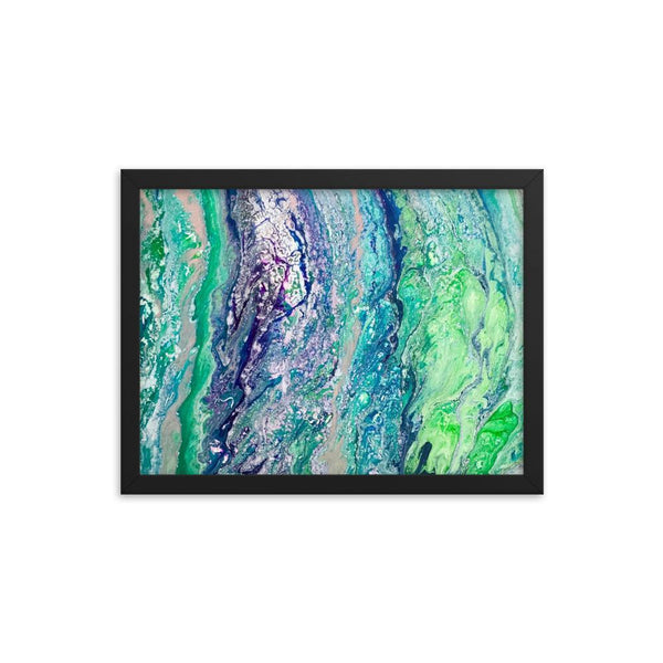 Fluid Art Green Purple Framed Art Print Poster