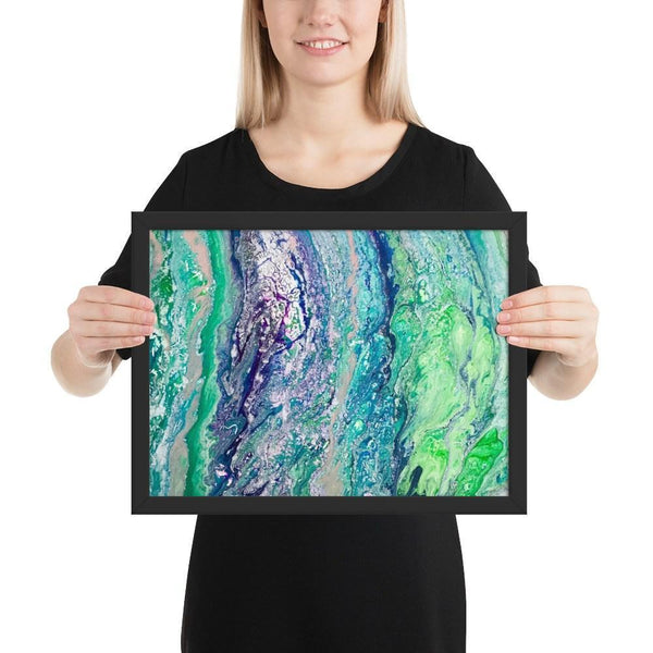 Fluid Art Green Purple Framed Art Print Poster