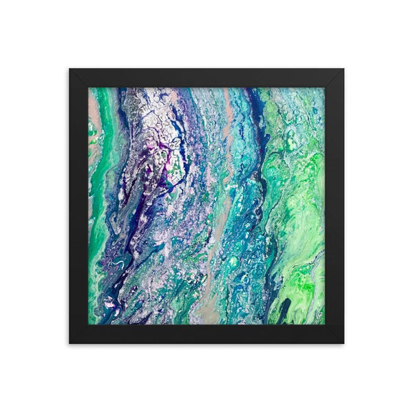 Fluid Art Green Purple Framed Art Print Poster