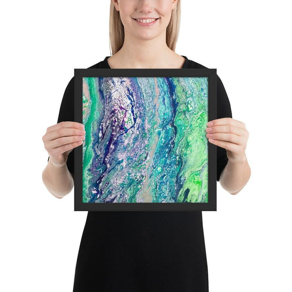 Fluid Art Green Purple Framed Art Print Poster