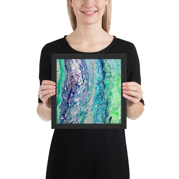 Fluid Art Green Purple Framed Art Print Poster
