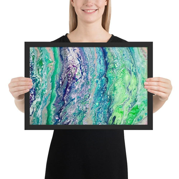 Fluid Art Green Purple Framed Art Print Poster