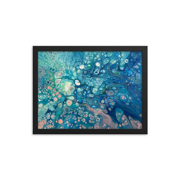 Fluid Painting Abstract Art Print, framed poster of underwater coral reef