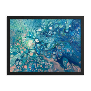Fluid Painting Abstract Art Print, framed poster of underwater coral reef