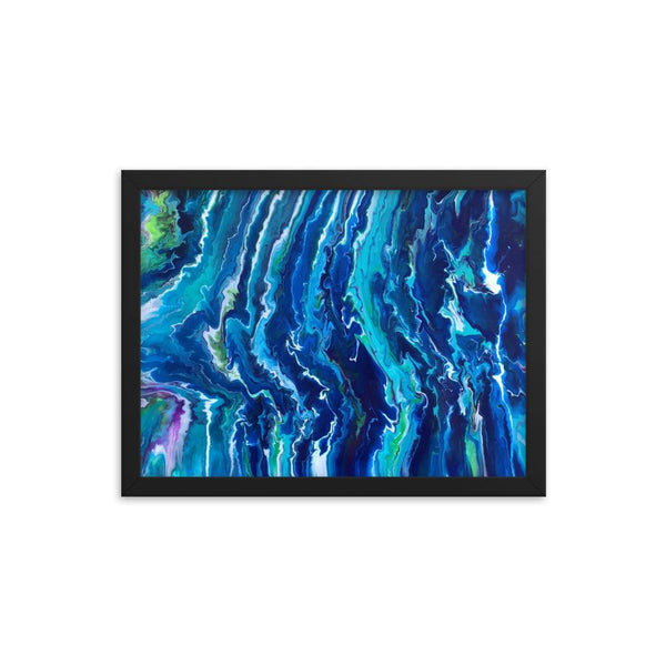 Fluid painting art print framed poster, ocean waves decor