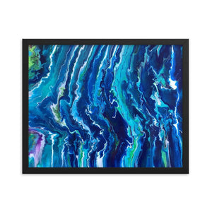 Fluid painting art print framed poster, ocean waves decor