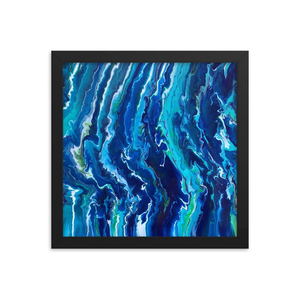Fluid painting art print framed poster, ocean waves decor
