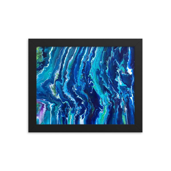 Fluid painting art print framed poster, ocean waves decor