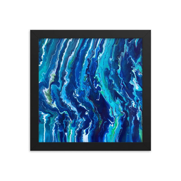 Fluid painting art print framed poster, ocean waves decor