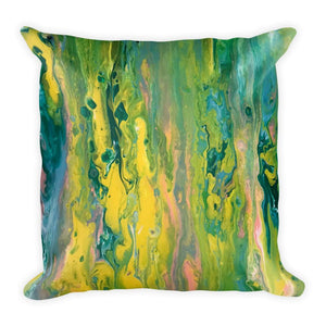 Green Fluid Art Pillow, Throw Pillow for Sofa/Chair