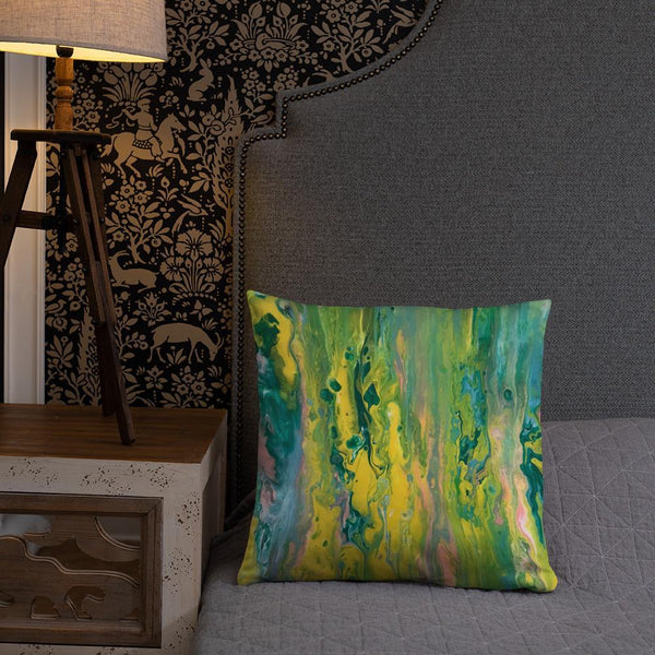Green Fluid Art Pillow, Throw Pillow for Sofa/Chair
