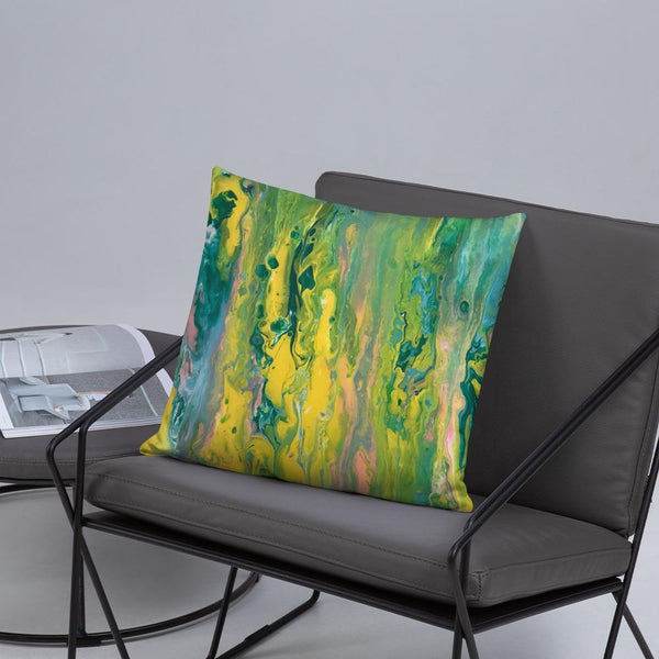 Green Fluid Art Pillow, Throw Pillow for Sofa/Chair