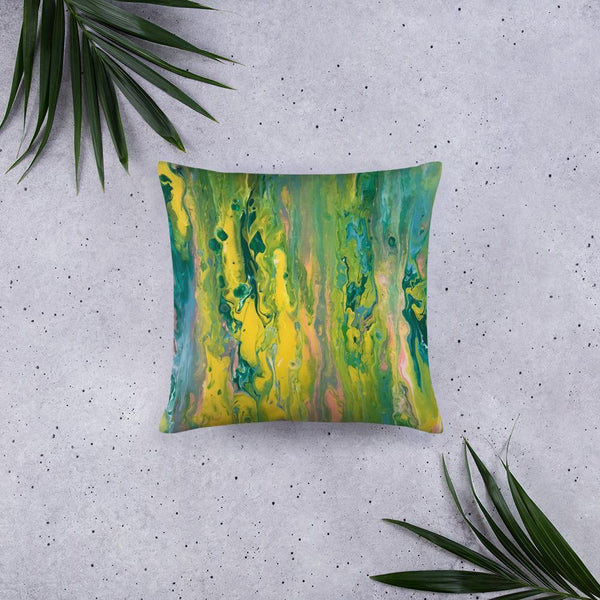 Green Fluid Art Pillow, Throw Pillow for Sofa/Chair