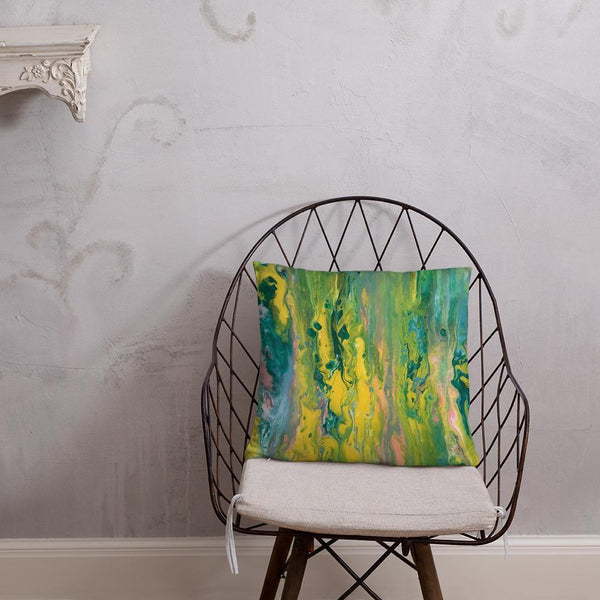 Green Fluid Art Pillow, Throw Pillow for Sofa/Chair