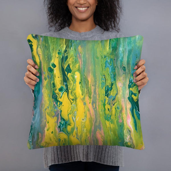 Green Fluid Art Pillow, Throw Pillow for Sofa/Chair