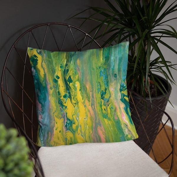 Green Fluid Art Pillow, Throw Pillow for Sofa/Chair