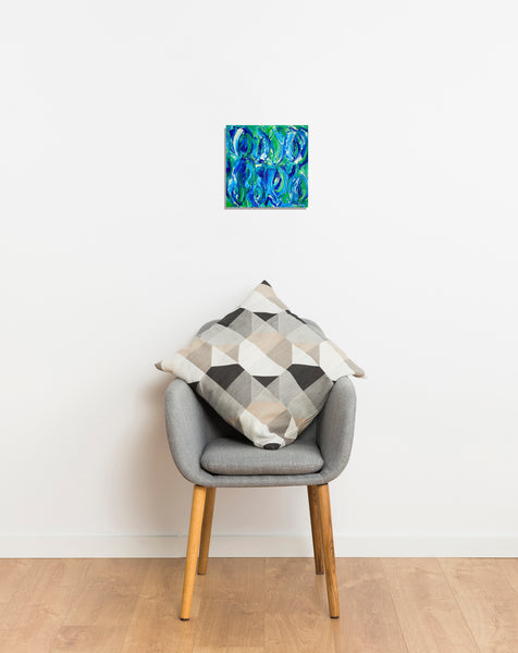 Abstract original acrylic painting in blue and green