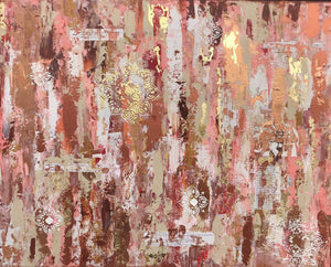 Large original painting - political abstract art with software code about voting