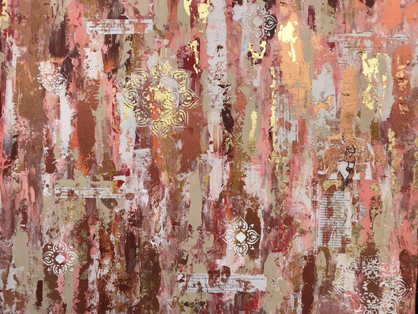 Large original painting - political abstract art with software code about voting