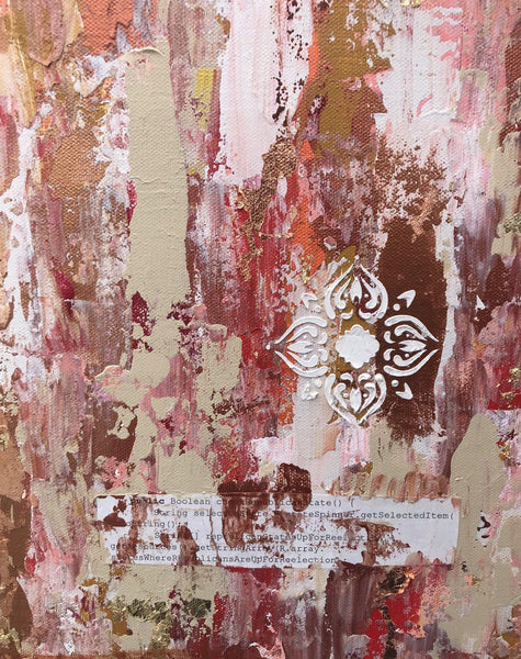 Large original painting - political abstract art with software code about voting
