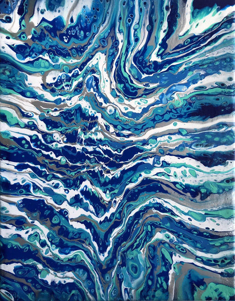 Ocean Waves on the Beach Fluid Art Print