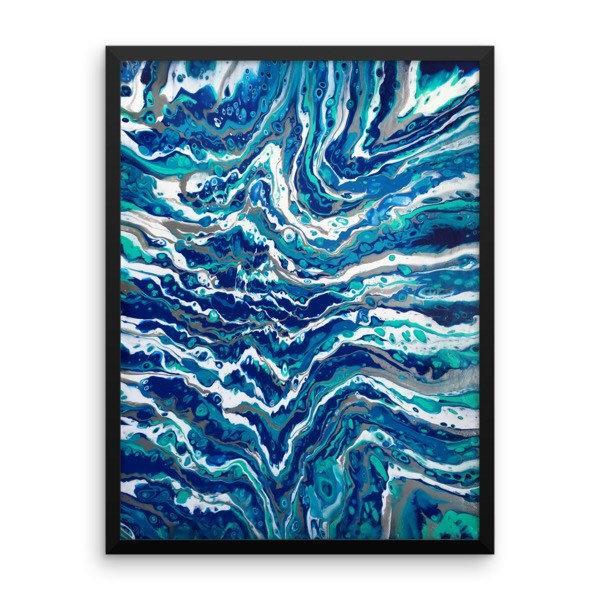 Ocean Waves on the Beach Fluid Art Print