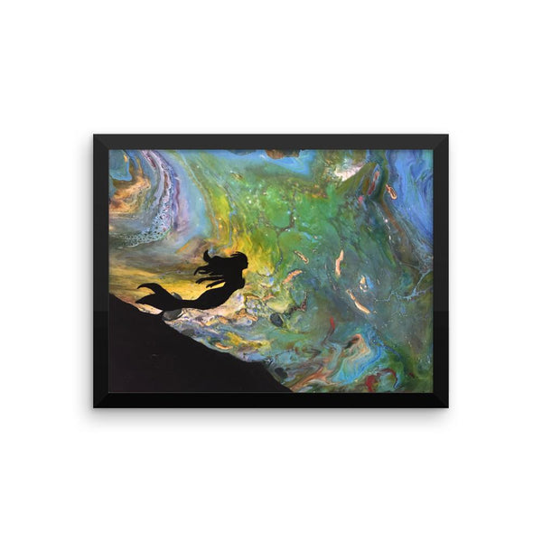 Mermaid Fluid Art Framed Photo Paper Poster