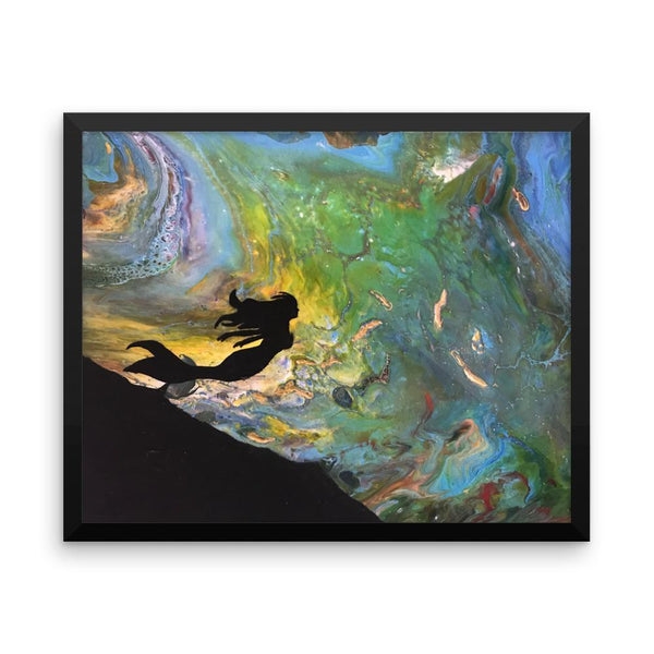 Mermaid Fluid Art Framed Photo Paper Poster