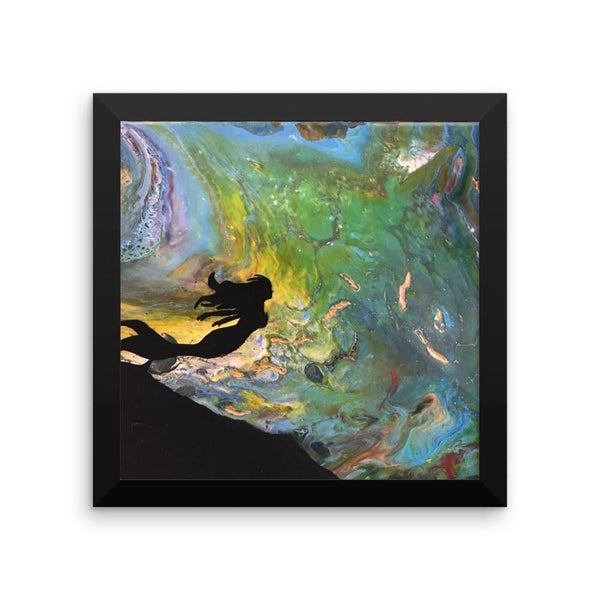 Mermaid Fluid Art Framed Photo Paper Poster