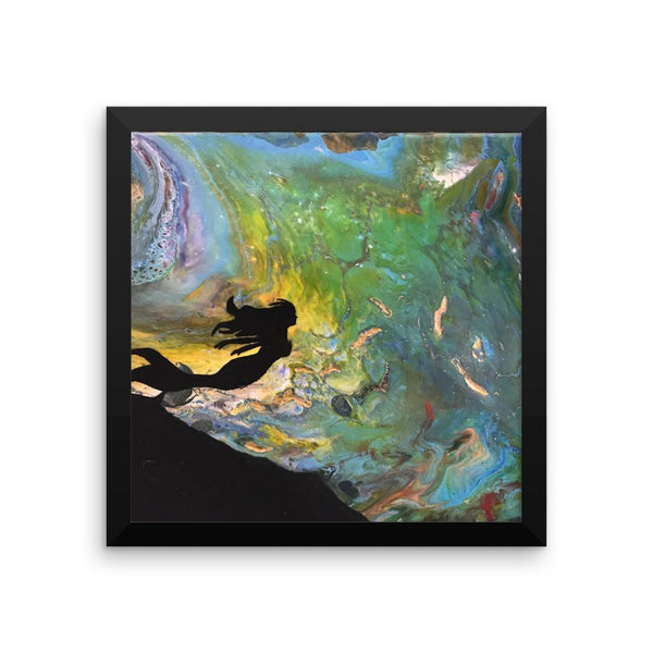 Mermaid Fluid Art Framed Photo Paper Poster