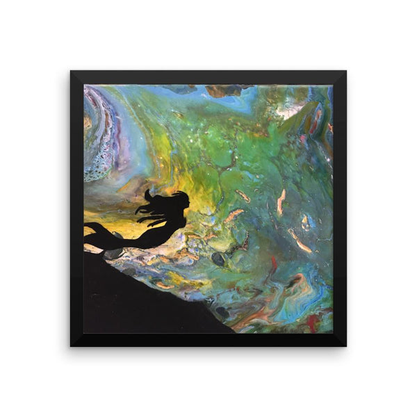 Mermaid Fluid Art Framed Photo Paper Poster