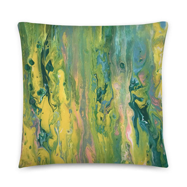 Green Fluid Art Pillow, Throw Pillow for Sofa/Chair