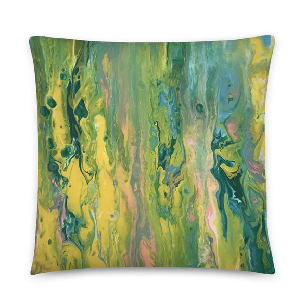 Green Fluid Art Pillow, Throw Pillow for Sofa/Chair
