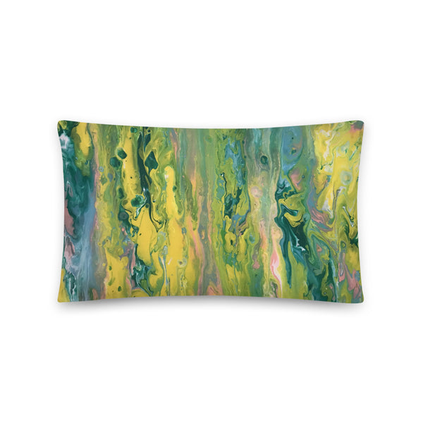 Green Fluid Art Pillow, Throw Pillow for Sofa/Chair