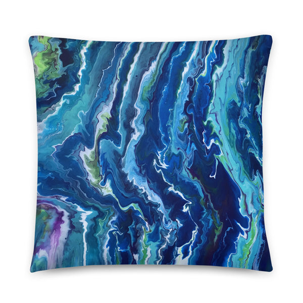 Blue Ocean Waves Decorative Throw Pillow