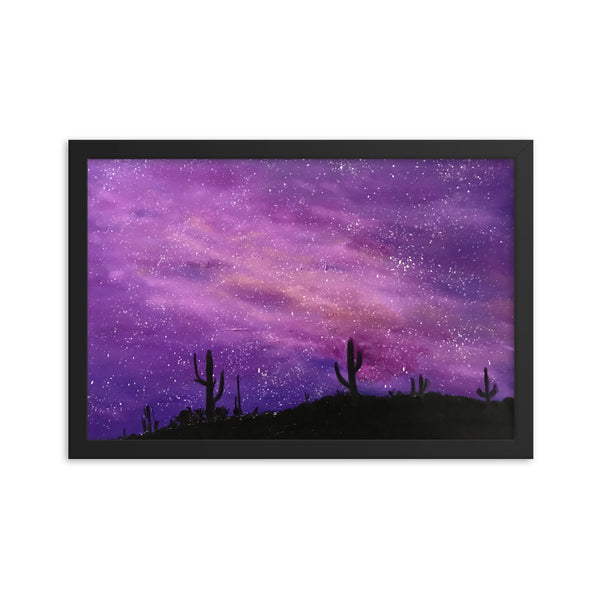 Space Art Print Framed poster, fantasy night sky in the desert
