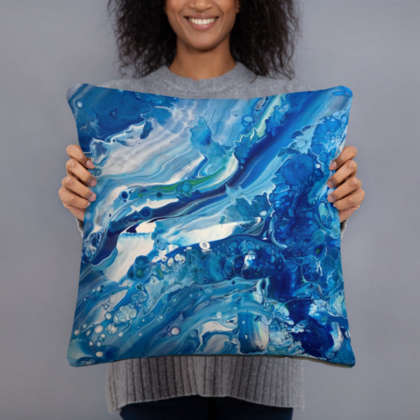 Fluid Painting Decorative Pillow, ocean beach theme home decor