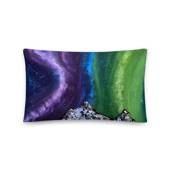 Northern lights decorative throw pillow of Aurora over the mountains